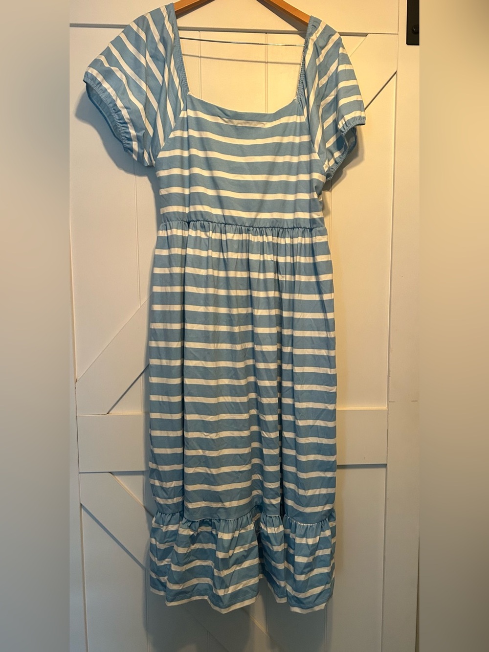 Organic cotton Monica + Andy lounge dress night gown size 2XL blue and cream